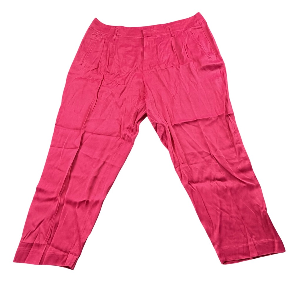 GAP Hot Pink Cropped‎ Ankle Pants Straight Leg Satin Look XL